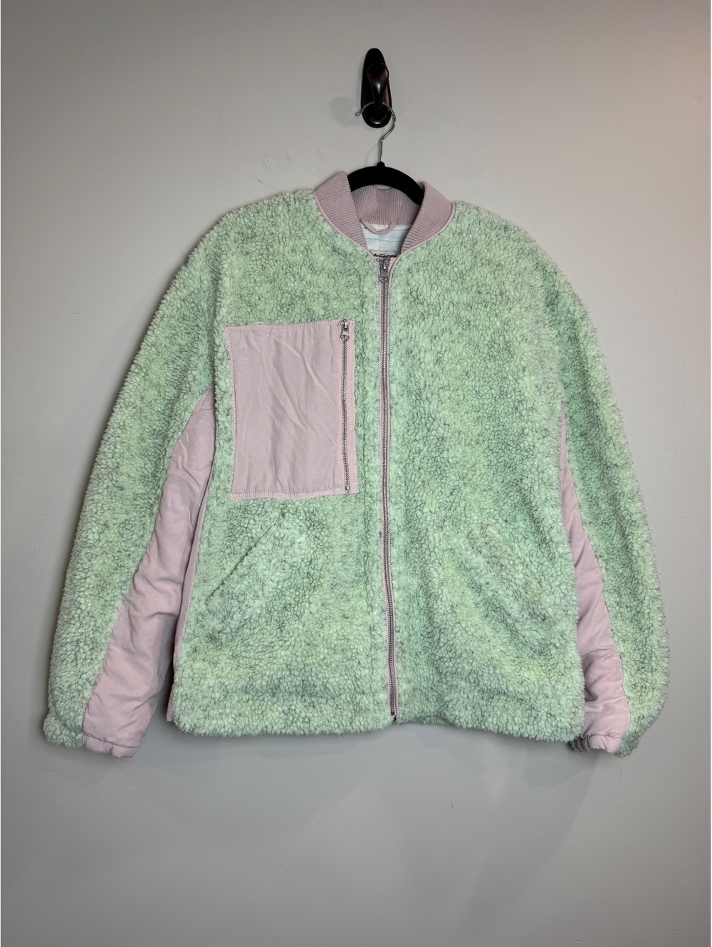 WE THE FREE Rivington Mint & Pink Sherpa Jacket MED *Oversized, fits through XL